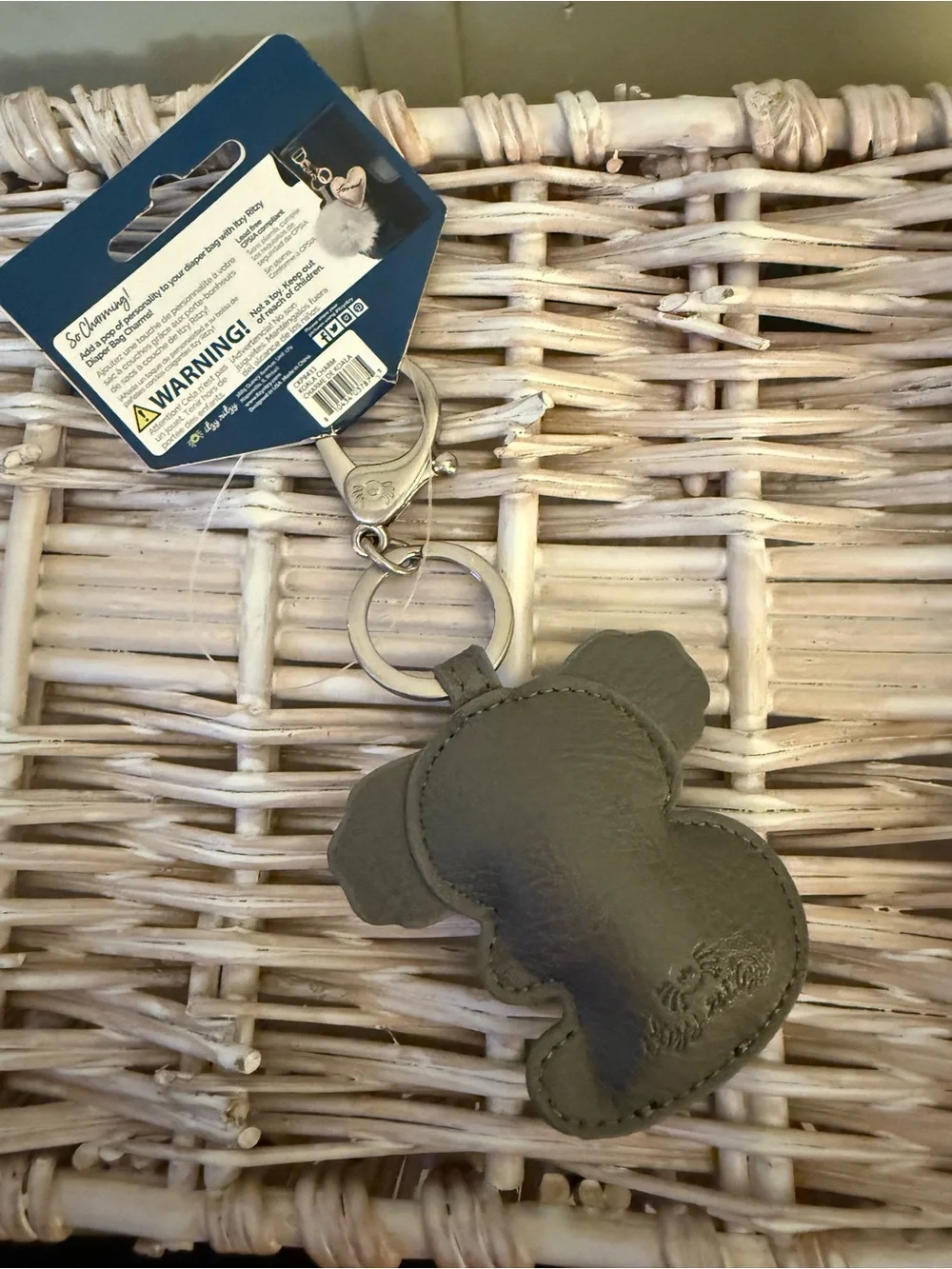 Diaper Bag Charm Koala Keychain in Gray